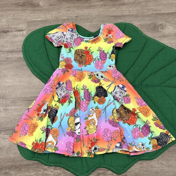 Star Wars Themed Rainbow Dress For Girls Size 5/6 By Wild Rich Kids - Picture 1 of 4